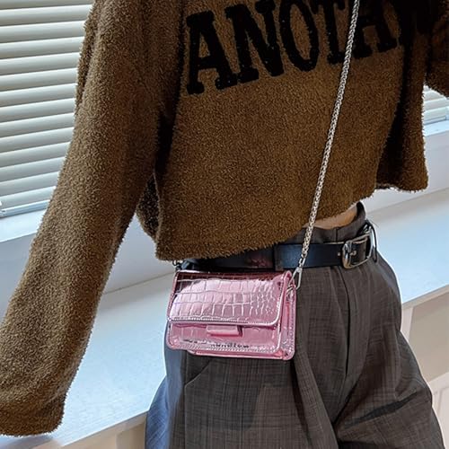 Image of Small Crossbody Purse Bag for Women,Y2K Cute Metallic Croc Handbag