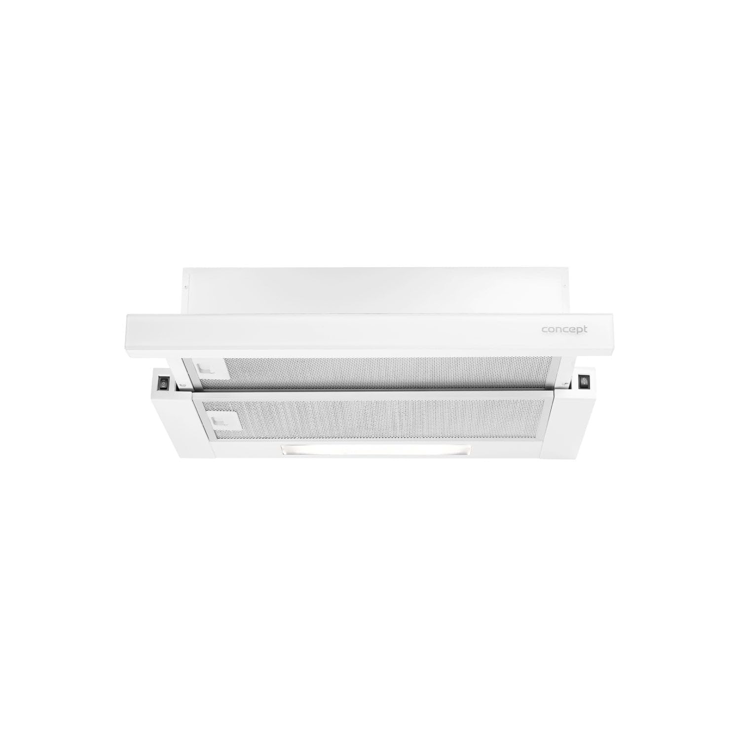Concept OPV3560 Ausziehbare Dunstabzugshaube 60cm schwarz 2 Leistungsstufen 69Watt Einbauhaube (Weiß)