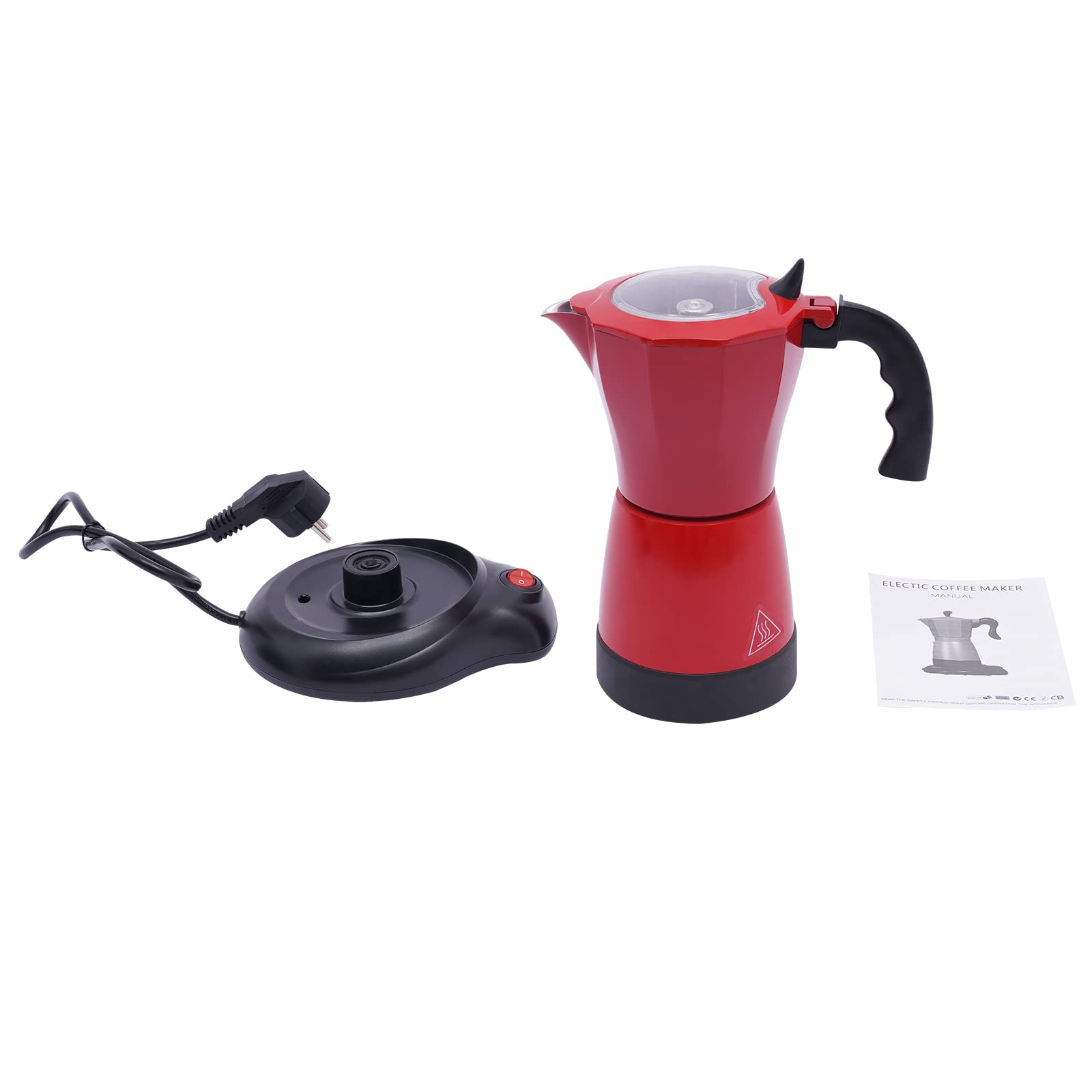 Macchina da caffè espresso, 480 W, 10,2 x 19,5 cm, 1-6 persone, design rimovibile, macchina da caffè elettrica, anti-goccia, per famiglie, uffici, dormitori universitari (rosso)