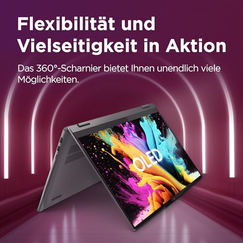 Lenovo IdeaPad 5i 2-in-1 Laptop | 16 2K OLED Touch Display | Intel Core 7 150U | 16GB RAM | 1TB SSD | Intel Grafik | Win11 | QWERTZ | Luna Grau | Beleuchtete Tastatur | 3 Monate Premium Care