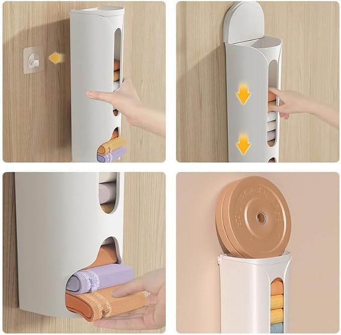 Image of Wall Mounted Storage Box, Multipurpose Plastic Organizer, Transparent, Space-Saving Dispenser for Kitchen, Bathroom, Wardrobe