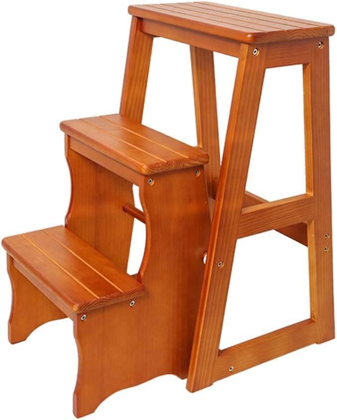 Folding Ladder 3Tier Step Stool Wood Adult Foldable Bed