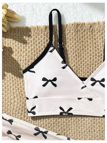 Image of COZYEASE Girls' 3 Piece Set Floral Print Bikini Swimsuit with Drawstring Beach Skirt Cute Ruched Bathing Suit