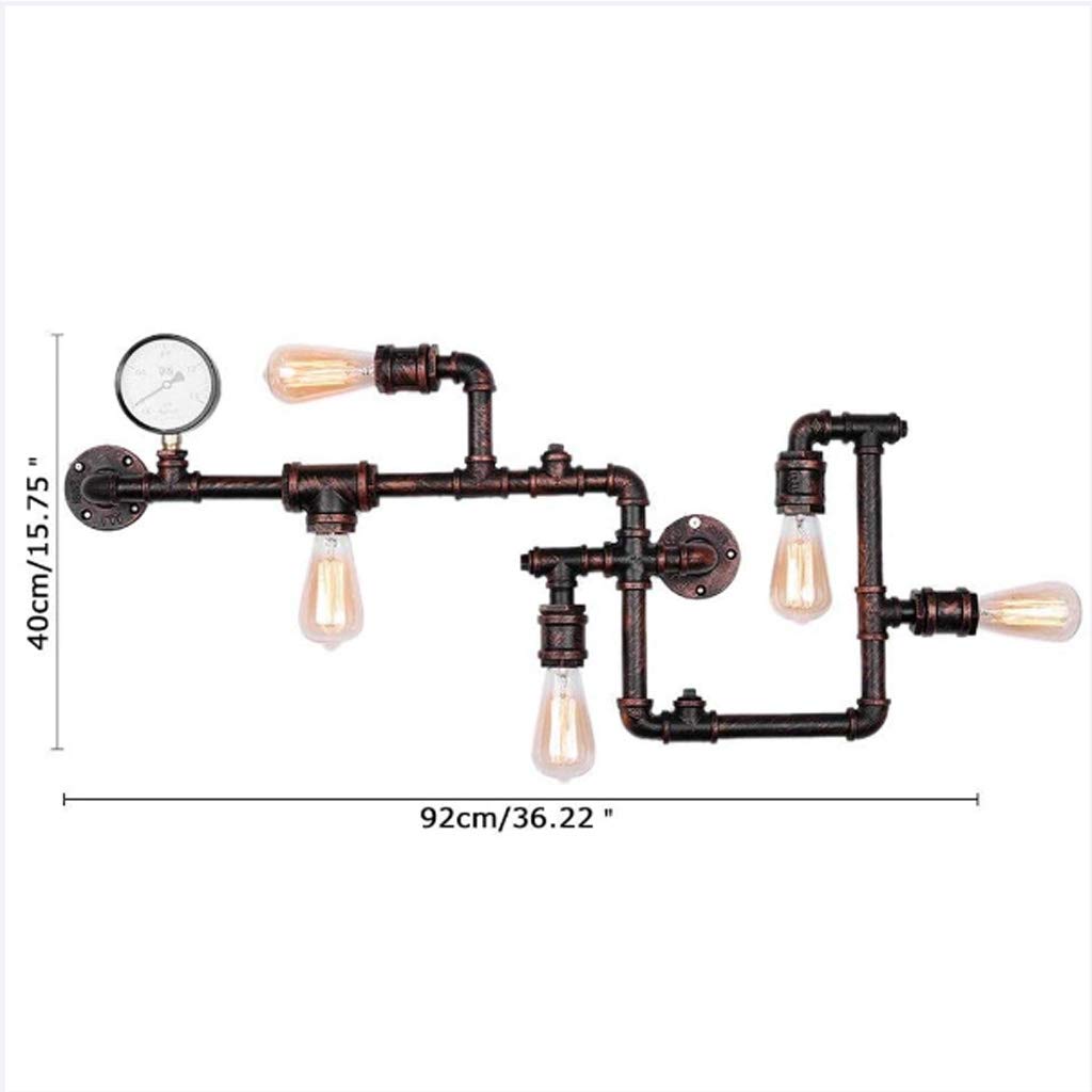 Retro Industrial Wandleuchte Nostalgie Vintage Wandlampe Wasserrohr Lampe E27*5 Metallschmiedeeisen Gauge Metall Bar Restaurant Cafe Schlafzimmer Hängeleuchte Studie Wandbeleuchtung Kronleuchter