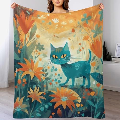 Couverture légère toutes saisons imprimé chat pour lit et canapé - 6