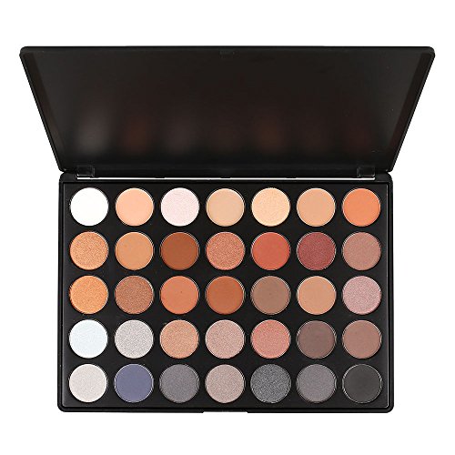 Pure Vie Professional Hightlight Eyeshadow Palette Makeup Contouring Kit - 35 Colors Highly Pigmented Nudes Warm Matte Shimmer Natural Cosmetic Eye Shadows Pallet Powder Palette