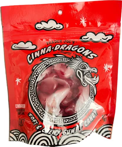 Trader Joe's Cinna-Dragons Cinnamon Flavored Hot Spicy Soft & Chewy Gummy Candy (Pack Of 3) #TOP3