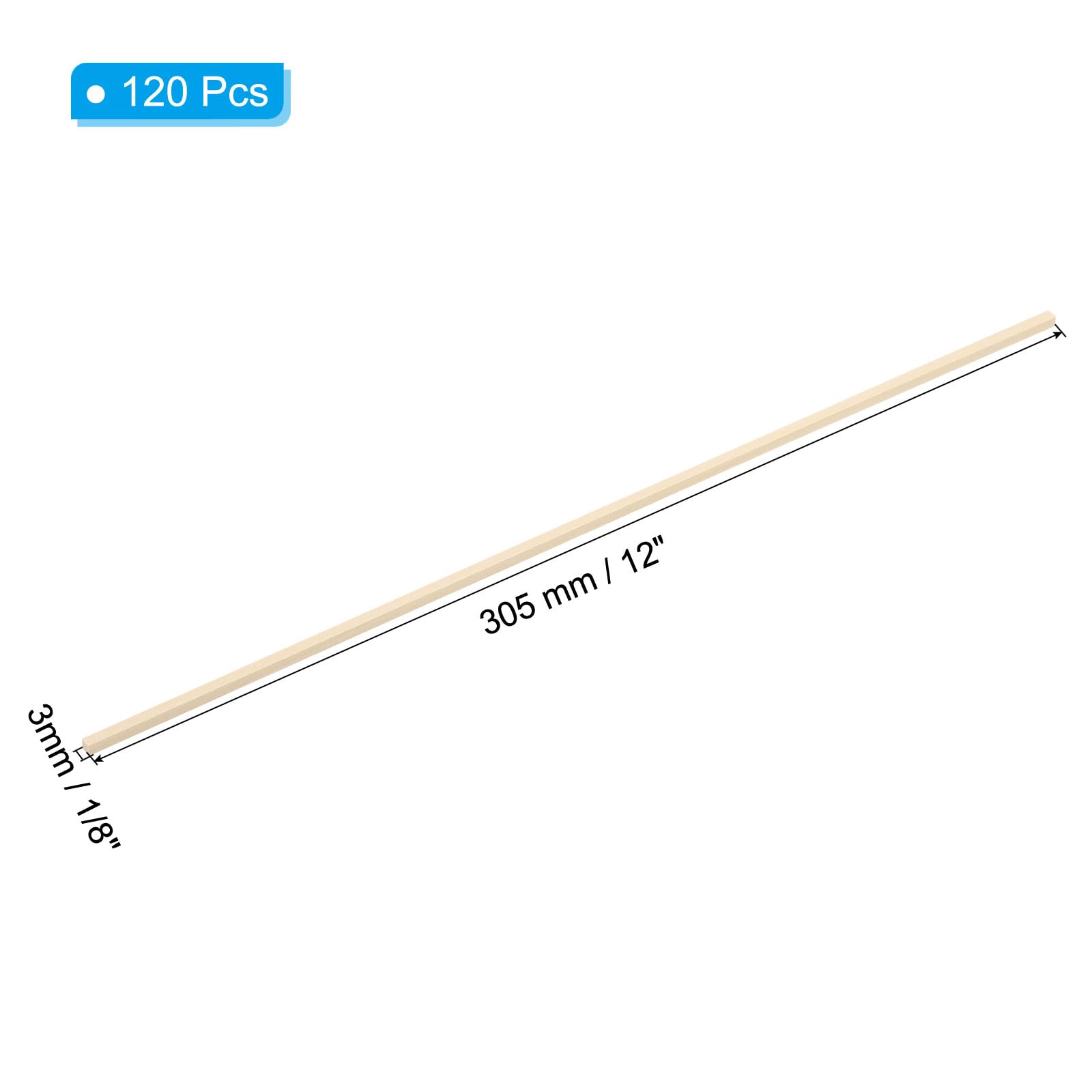 PATIKIL 1/8 Inch Dowel Rods Wood Sticks, 120 Pcs 12 Inch Long Square Wooden Dowels Unfinished Hardwood Sticks for Craft DIY Supplies - Image 2