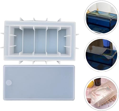 Miniatura 5 de Healifty Bandeja de moldes de resina, caja de dominó de silicona para manualidades, caja rectangular para servilletas de tejido, caja de contenedor