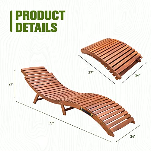 Devoko DV24PLC0097 Patio Chaise Pool Lounge Outdoor Folding Wooden Lounge Chair thumb #2
