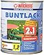 Wilckens 2in1 Acryl Buntlack für Innen und Außen, seidenmatt, 750 ml, RAL 9010 Reinweiß
