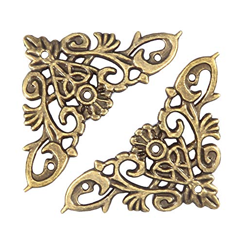 12 piezas de cubierta de borde de escritorio decorativa, protector de esquina de libro ligero, grande y exquisito vintage para cajas de madera, cajas de joyería(large) Cover