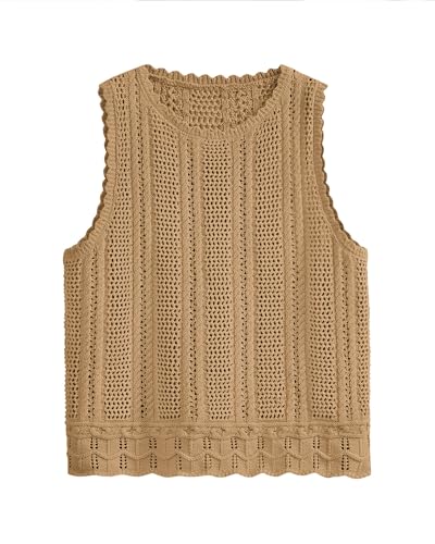 Image of KIRUNDO Beach Vacation Clothes for Women Spring Summer Crochet Sweater Vest Tank Tops Cover Ups Resort Cruise Outfits 2026