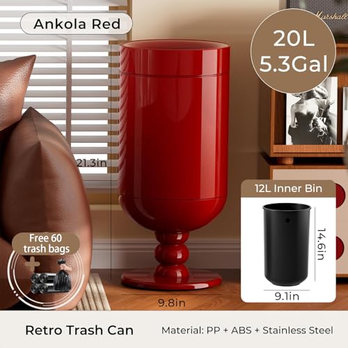 Caneca de basura redonda acero inoxidable 20 litros roja miniatura 2