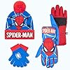 Marvel Spider-Man – Gorro de invierno y guantes de nieve para niños y niños pequeños, juego de 2 piezas, gorro con pompones y guantes cálidos