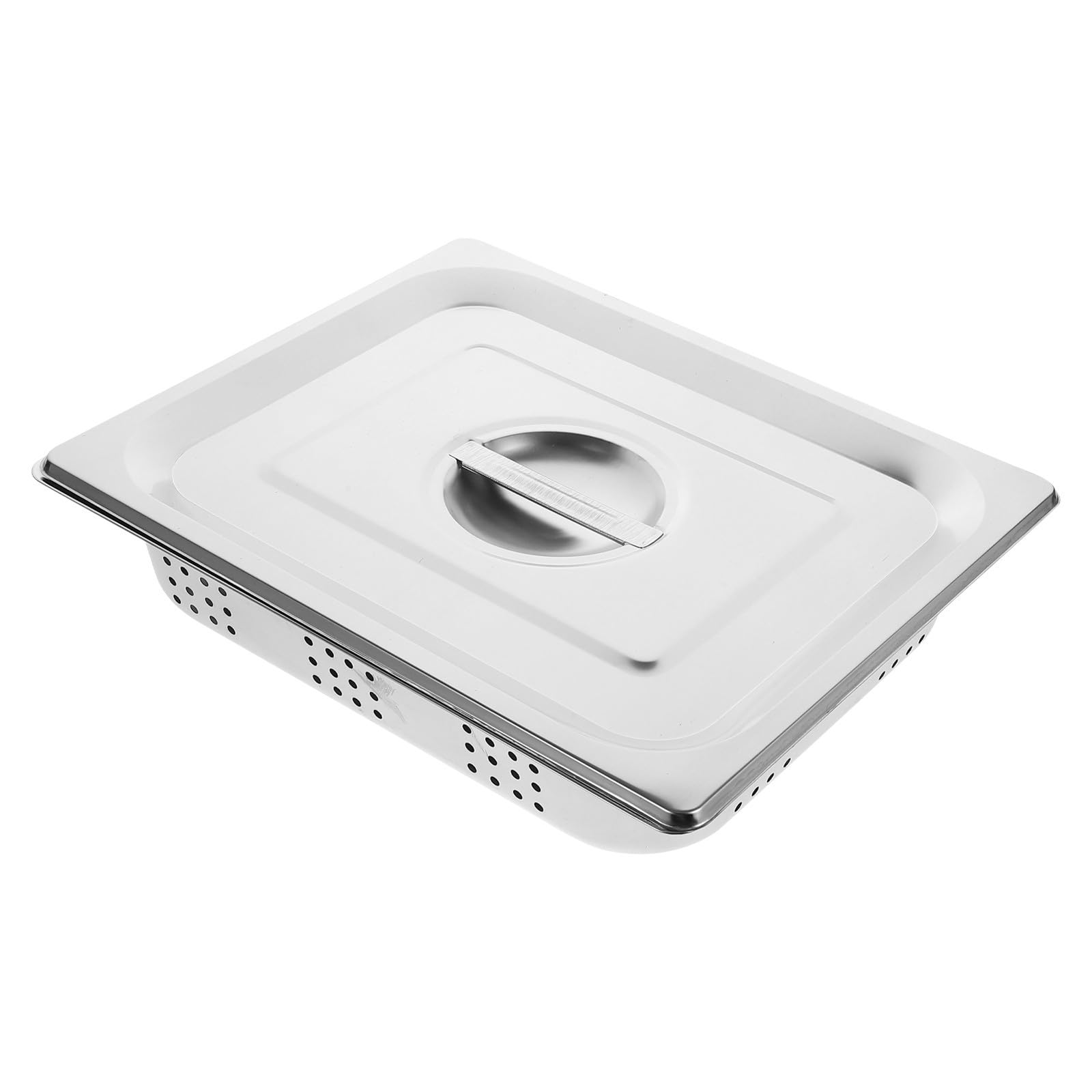 OSALADI Bandeja Rectangular y Tapa de Buffet de Acero Inoxidable Diseño Multifuncional Soporte de Drenaje Esquinas Redondeadas y Estilo Moderno para Comida en Fiestas y Autoservicio