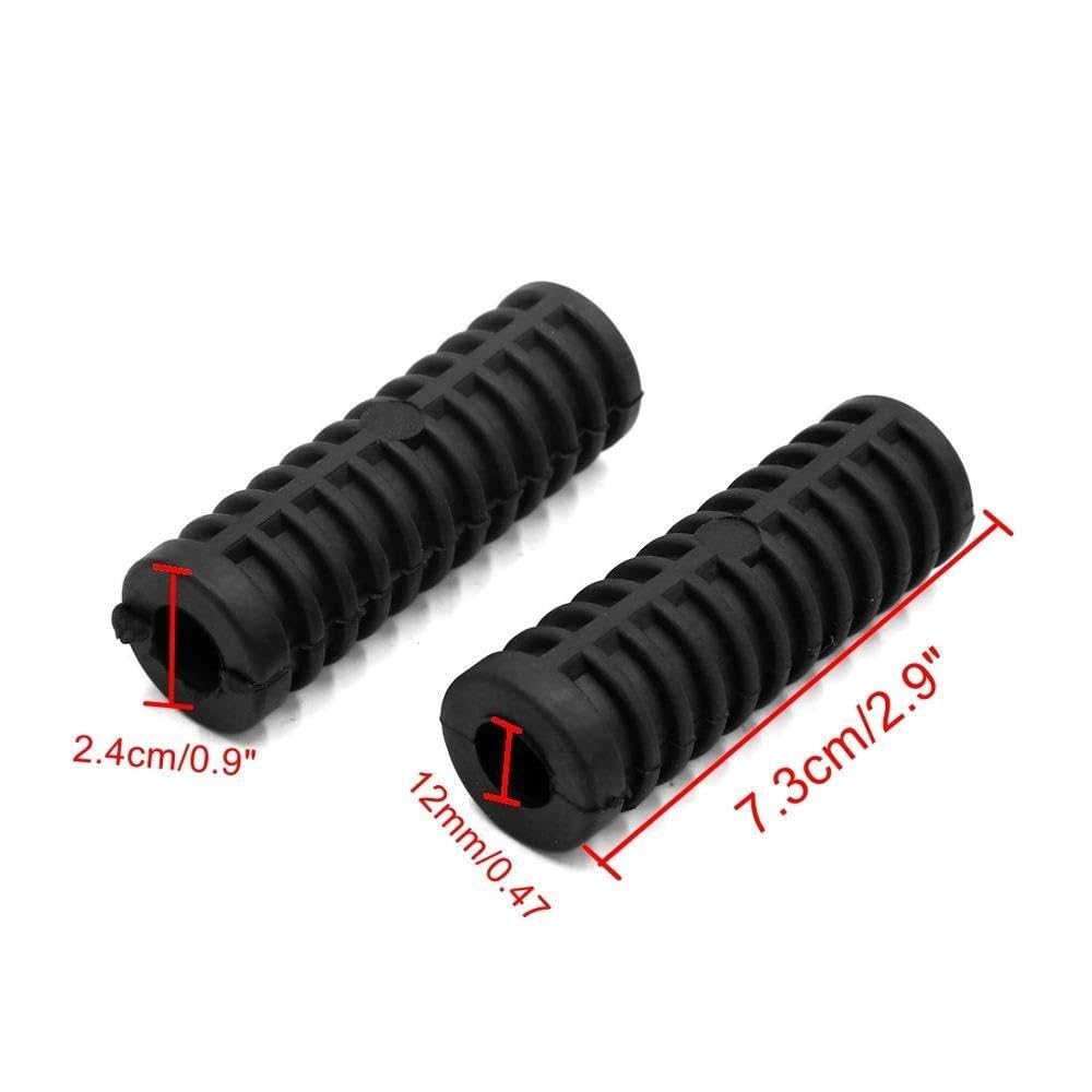Estriberas Reposapiés Goma Antideslizante De 12 Mm Diámetro Para Motocicleta, Color Negro