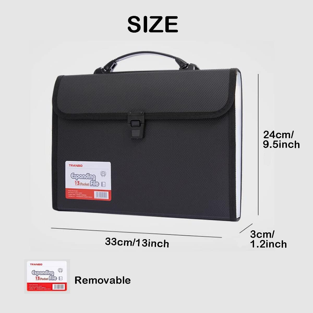 Confezione da 2 organizer per documenti a fisarmonica con 13 tasche con manico resistente, formato TRANBO Lettera/A4, organizer portatile per documenti, in plastica espandibile, per viaggi, scuola,