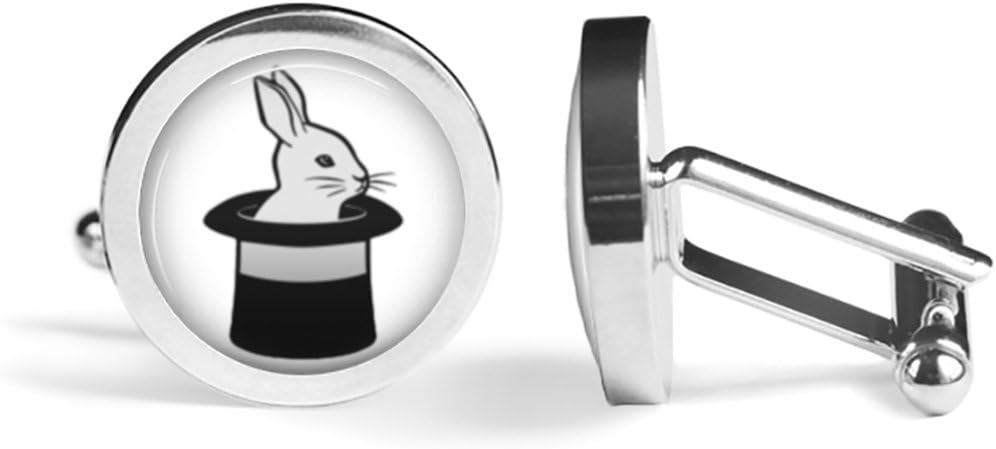 Rabbit in A Hat Magician Cufflinks (Angled Edition)