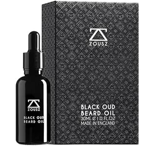 ZOUSZ Black Oud Beard Oil for Men – Natural Beard Growth Oil with Argan & Avocado Oils – Sandalwood Scent – Softens, Strengthens & Conditions Facial Hair – 30ml Bottle