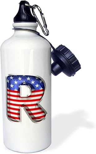 3dRose Stars and Stripes Monogram Initial R - Water Bottles (wb-382496-1)