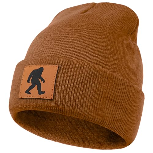 Image of Bigfoot Beanie for Men - Sasquatch Hat Winter Knit Cuffed Beanie for Women - Bigfoot Gifts for Christmas & New Year