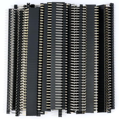 Image of 30 Pcs Header Pins 2.54 mm Straight Right-Angle Male and Female Pin Headers Connector Compatible with for Arduino ESP32 PCB Breadboard DIY Projects