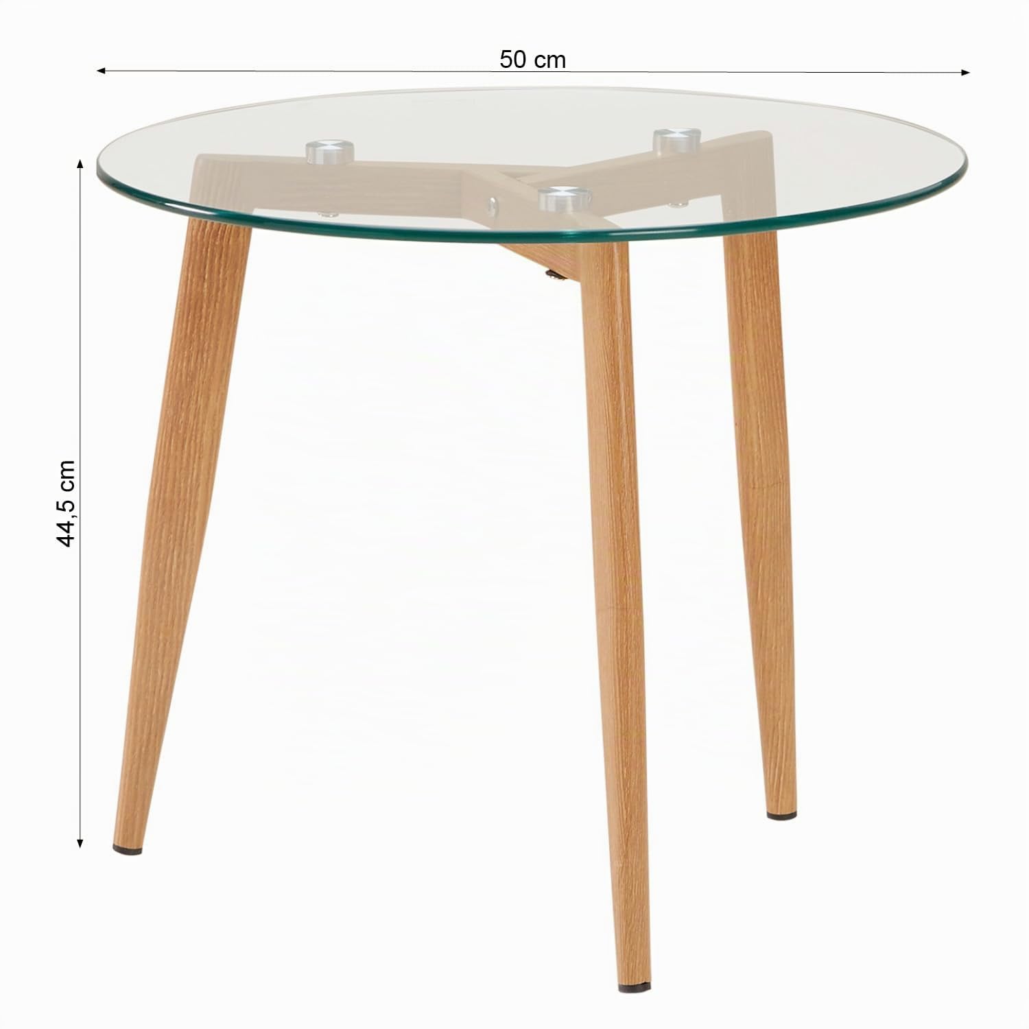 Homestyle4u Couchtisch Rund Glas 2er Set - Beistelltisch mit Holzbeinen