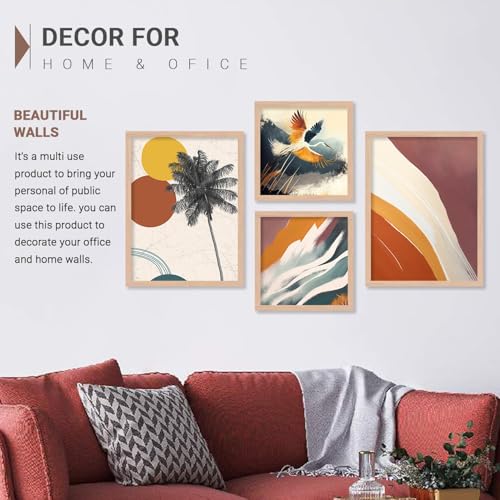 Image of kotart Minimal Colorful Abstract Modern Art Wall Painting with Frame for Living Room Bedroom Hall Office - Framed Painting for Wall Decoration - Wall Decor for Home - Set of 4 (Art 7, 13X17 inch)