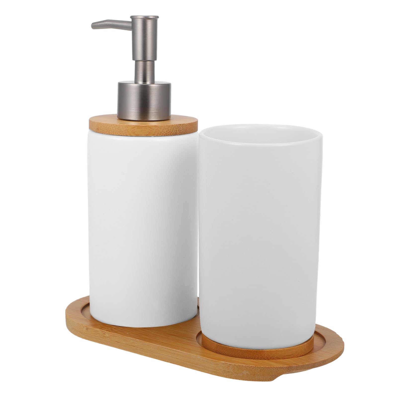 Mobestech Dispensador de Jabón y Vaso para Cepillos de Dientes Accesorios de Cerámica Blanco Conjunto de Baño Portátil y Práctico Portátil y Práctico para Baño y Tocador para Baño y Tocador