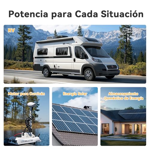 Miniatura 7 de Power Queen 12v 140ah Lifepo4 Batería Con Bluetooth,150a Bms Max.1920w Potencia, Protección Contra Bajas Temperaturas Batería De Litio Con 189mm De Altura Para Camping,Motorcaravans,Barco,Off-Grid.