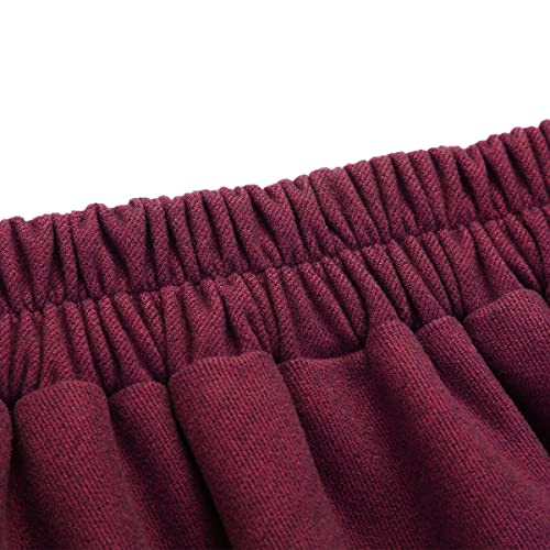 IDEALSANXUN Wool Skirts for Womens High Waist Aline Pleated Midi Skirts, Pure Wine, M