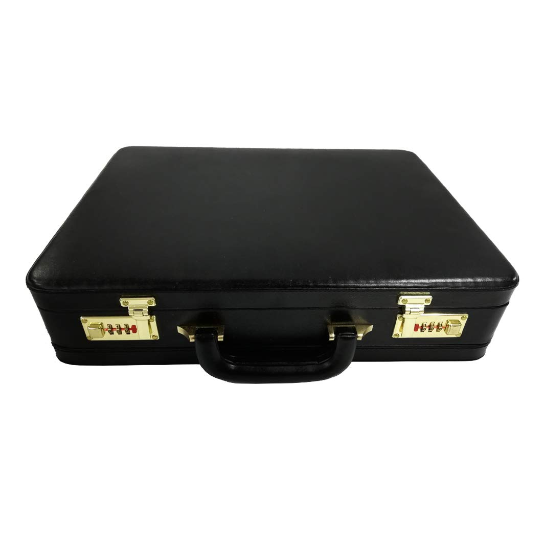 MANDAVA Men's Genuine Leather Attache Case Leather Briefcase Business Travel Cases And Accessories Expandable Briefcases Large Black