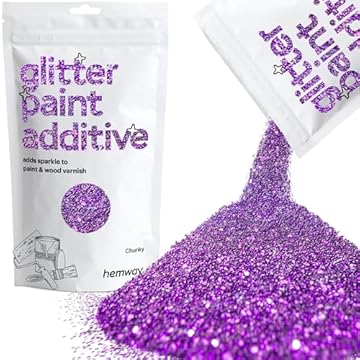 Hemway Glitter Paint Additive - Purple | 100g Chunky Metallic Flakes for Adding Sparkle to Paints & Wood Varnish | Add to Emulsion, Acrylic & Latex for Indoor Sparkly Walls