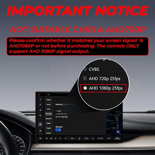 Bzgnl Rückfahrkamera AHD 1080P Rückfahrkamera Auto,Auto Rückfahrkameras Nachrüsten 170° Weitwinkel Nachtsicht IP69K wasserdichte,Universal Rückfahrkameras für Wohnmobil SUV Pickup Van