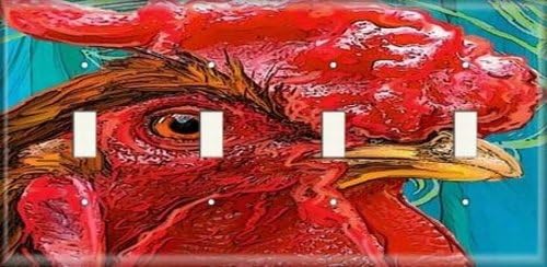 Four Switch Plate - Red Red Rooster