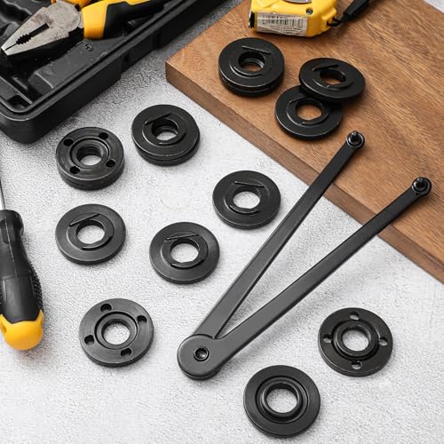 Image of Hicarer 25 Pcs Angle Grinder Nut Angle Grinder Wrench Kit Universal Locknut Adjustable Spanner 5 /8''-11 Flange Metal Lock Nut Compatible with Makita /Dewalt (Black)