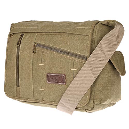 Christian Wippermann große XL Herren Damen Tasche Umhängetasche Canvas Messenger Bag Grün