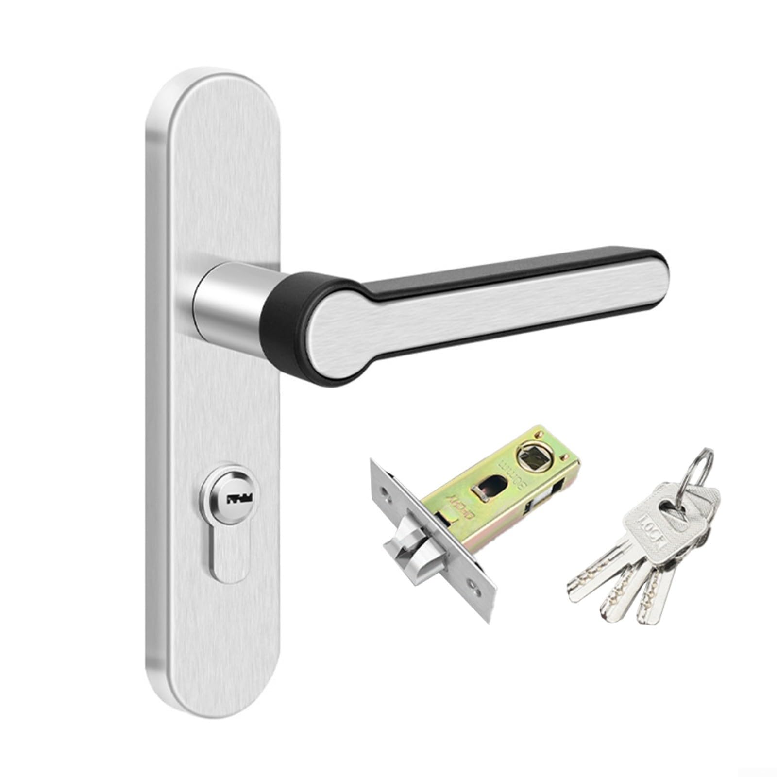 Snowchecking Stainless Steel Door Lock, Bathroom Keyed Lock, Single Latch Mechanism For Interior Doors With Adjustable Handle Direction, Rust Resistant Build For Humid(45mm)