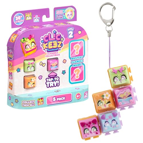 CLICKEEZ Multipack Serie 2 – 5 Figuras Kawaii para Clic – Keycap Transformable con Llavero – Fidget Toy Sensorial con Efecto ASMR – Juguete Coleccionable – Desde 6 Años