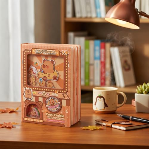 Image of FunBlast Kawaii Diary for Kids - Pack of 1 Pocket Diary with Spin Game, A6 Size Mini Notebook, 80 Sheets Compact Journal for Notes, Memo Notepad, Small Pocket Journals for Writing, Travel (Capybara)