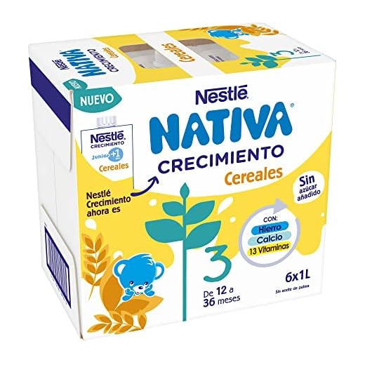 NESTLÉ NATIVA Crecimiento 3 Cereales sin azúcar añadido a partir de 1 año 6x1L