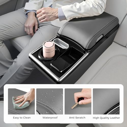 Image of Coverado Center Console, Universal Bench Seat Center Console, Truck Back Seat Car Organizer with Cup Holder, Rear Central Car Armrest Box with Storage, Gray