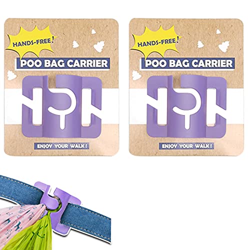 Image of Hands-Free Dog Poop Bag Holder for Basic Dog Leash Used Doggie Poop Bags Carrier for Flat Leash(2 Count,Purple)
