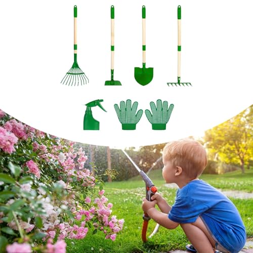 MFMEXUL Gardening Tools Set for Kids, 6 Pieces Including Gloves and Spray Bottle