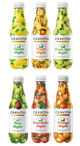 Image of CRAVOVA - THE CRAVE BEGINS Assorted Mocktail 300ml Combo of Classic, Green Apple, Watermelon, Peach, Classic Lemonade, Orange (Pack of 6)