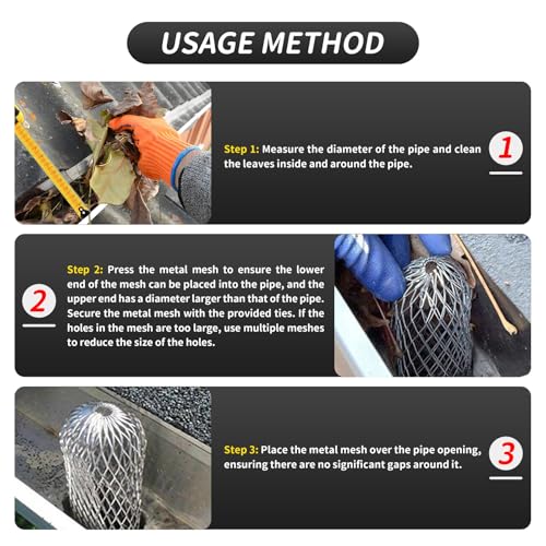 AN-WATTY 4 Stück Dachrinnen Laubschutz, Regenrinnen Laubschutz, Fallrohrschutz, Laubschutz Dachrinne, Laubschutz für Dachrinnen, Laubfang Fallrohr, für Fallrohre mit 3–15 cm Durchmesser