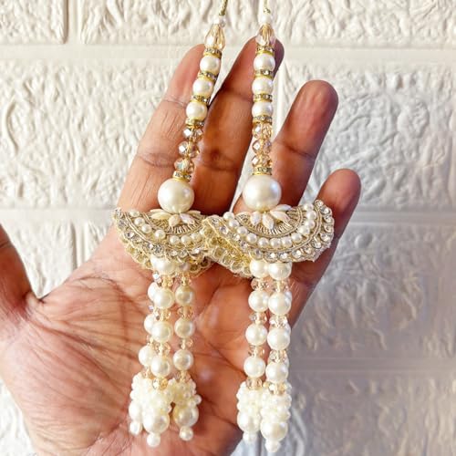 Image of Adikala Craft Store Handmade Ethnic Latkan Tassel Set of 2 for Saree Pallu, Blouse, Suits, Dupatta, Lehenga Decor (Metal Beads)