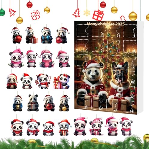 Calendrier de l'Avent 24 jours : cadeau pendentif panda pour arbre Noël