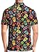 HIVICHI Golf Shirts for Men Funny Hawaiian Crazy Print Mens Polo Shirt Sugar Skull Shirts, Medium, Aop-polo-72999